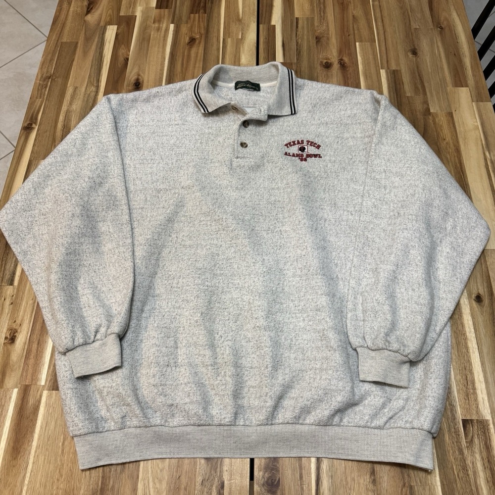 Vintage Texas Tech Red Raiders Sweatshirt Mens 2XL Gray Collared Football 90s